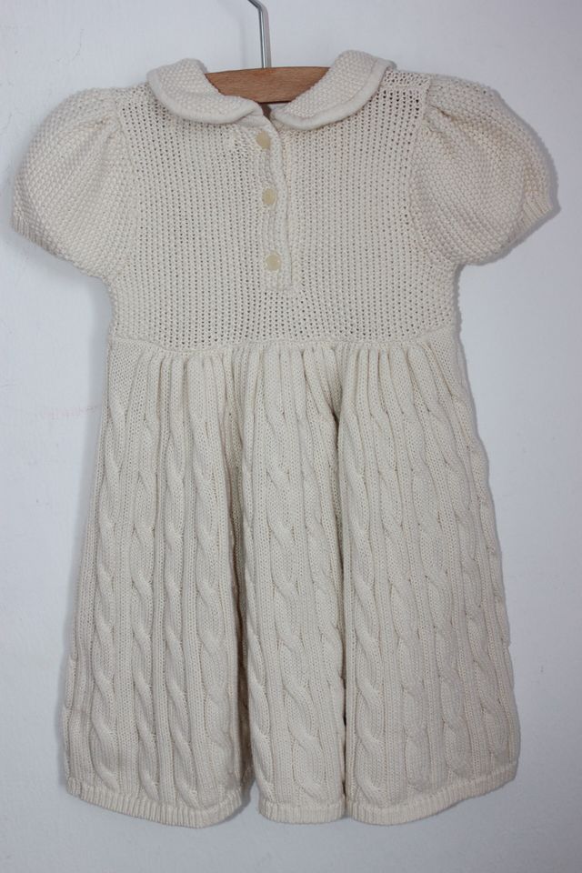 creme-gebreide-jurk-korte-mouwen-maat-68-baby-ralph-lauren