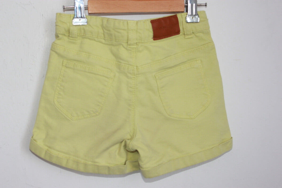 tweedehands-korte-zomerse-gele-broek-cyrillus-maat-110-meisje