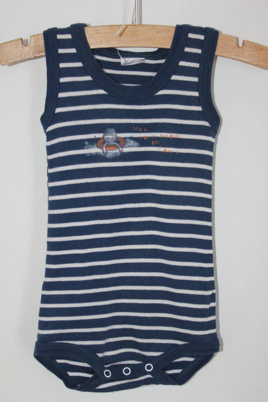 tweedehands-donkerblauw-wit-gestreepte-mouwloze-romper-unisex-maat-62-petit-bateau