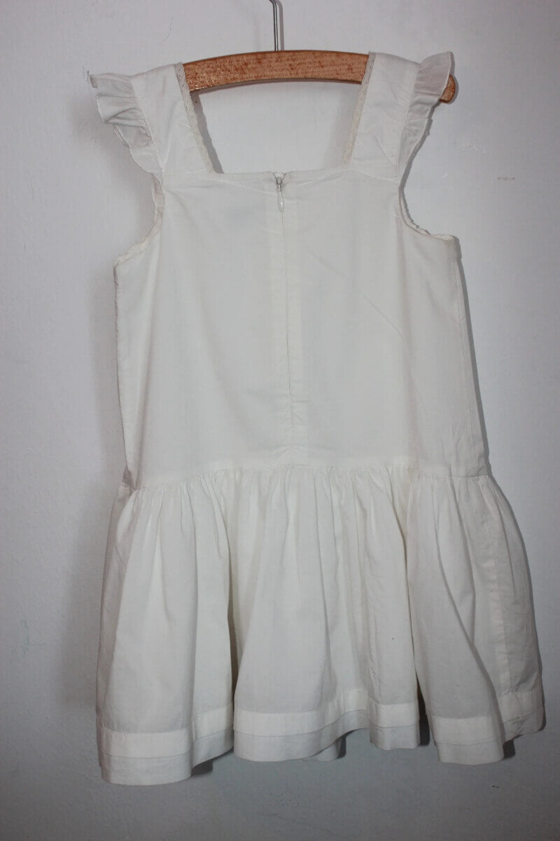 tweedehands-creme-zomerse-feestelijke-jurk-maat-104-petit-bateau