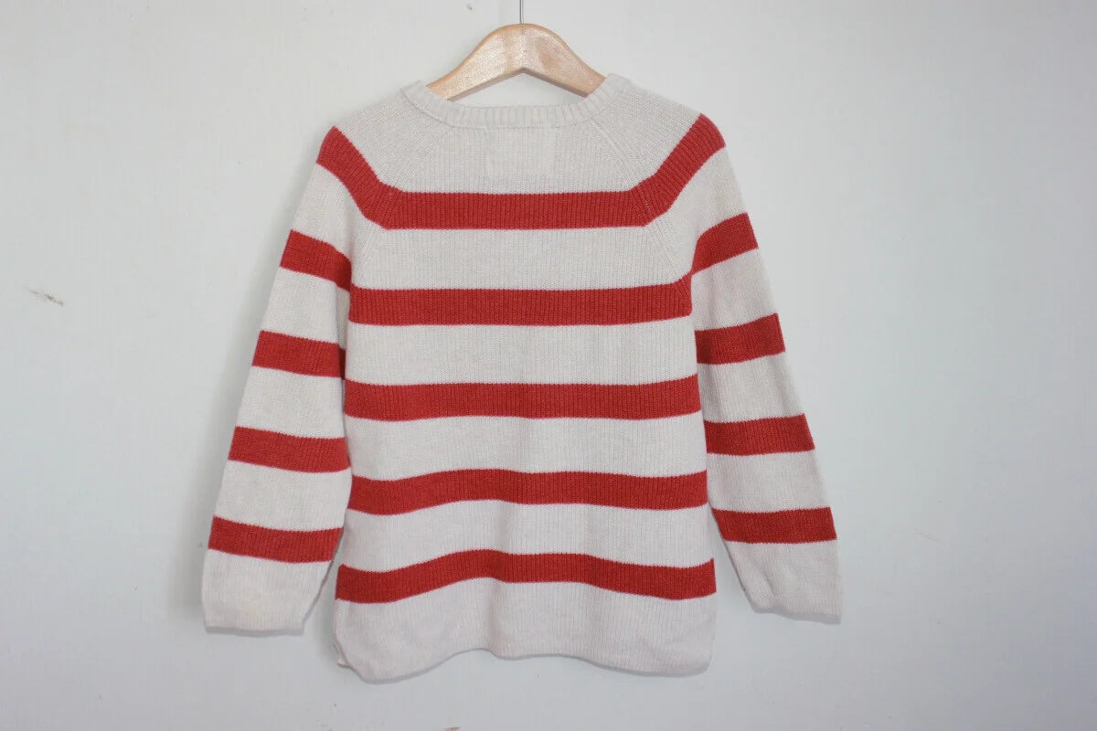 tweedehands-ecru-rood-unisex-gestreepte-trui-zara-kind-maat-116