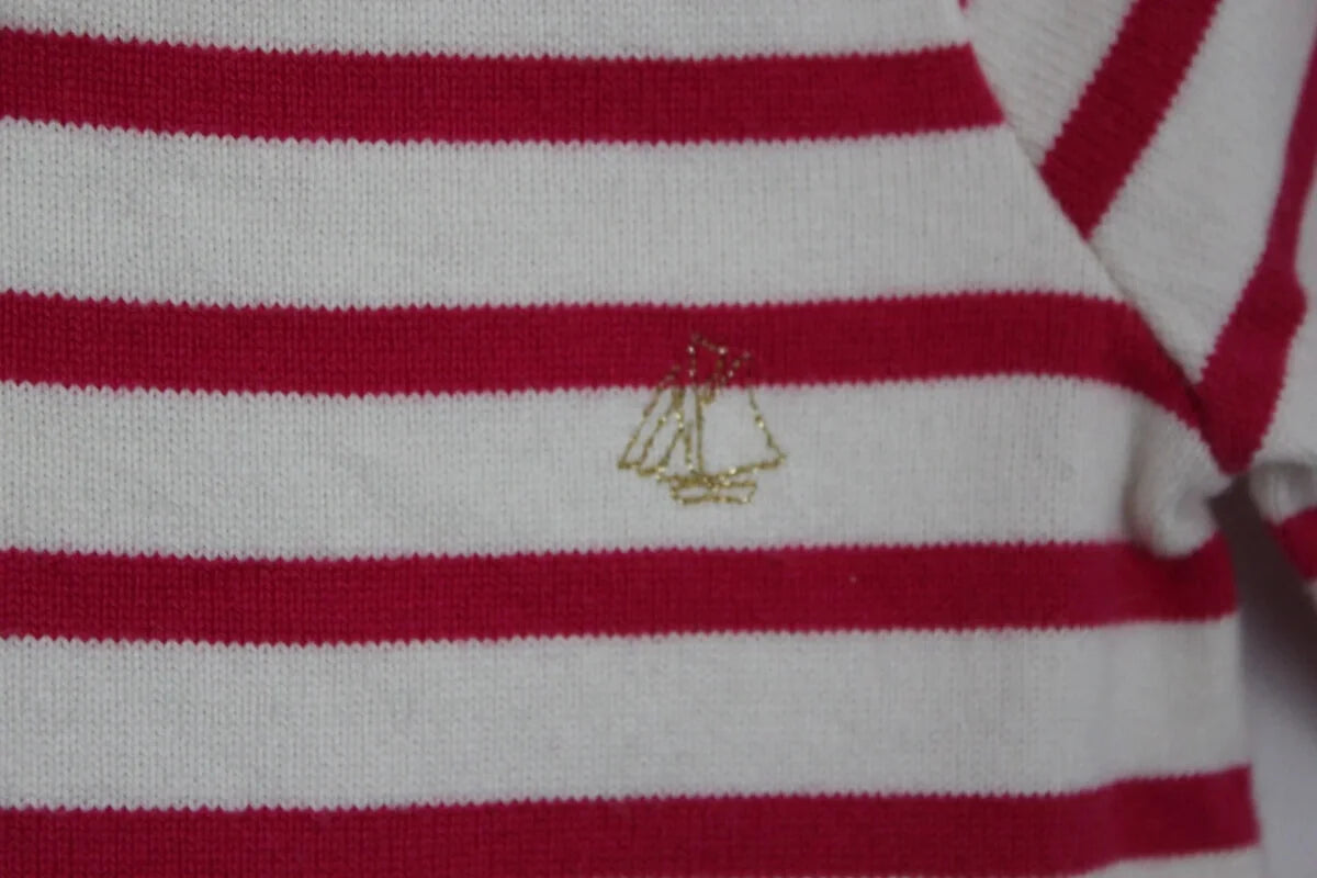 fuchsia-ecru-gestreepte-jurk-lange-mouwen-maat-56-petit-bateau