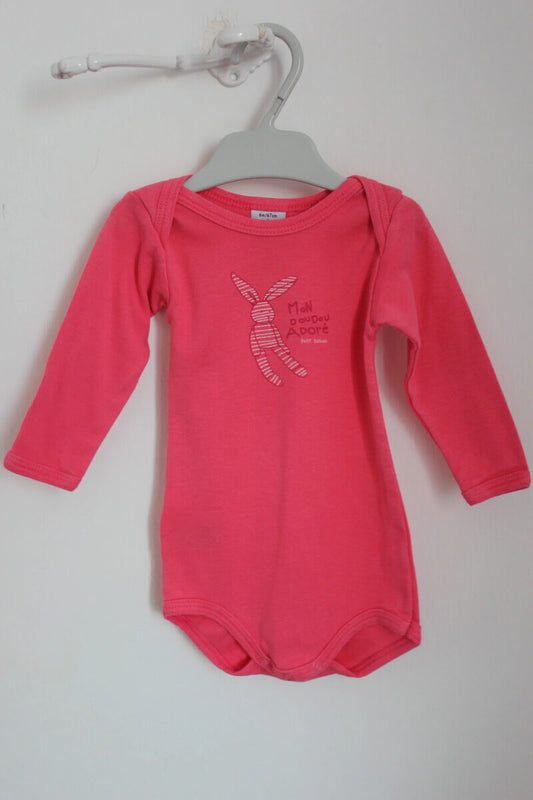 Tweedehands-fuchsia-romper-konijn-lange-mouwen-maat-68-petit-bateau