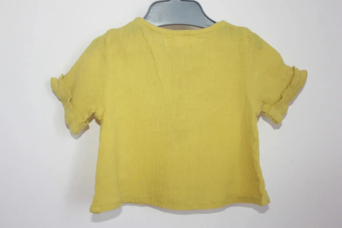 tweedehands-gele-blouse-korte-mouwen-maat-62-baby-wowo-paris