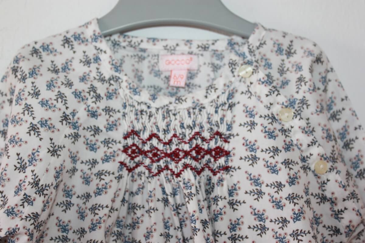 tweedehands-blouse-multicolour-gesmockt-flowerprint-lange-mouwen-maat-68-baby-meisje-gocco