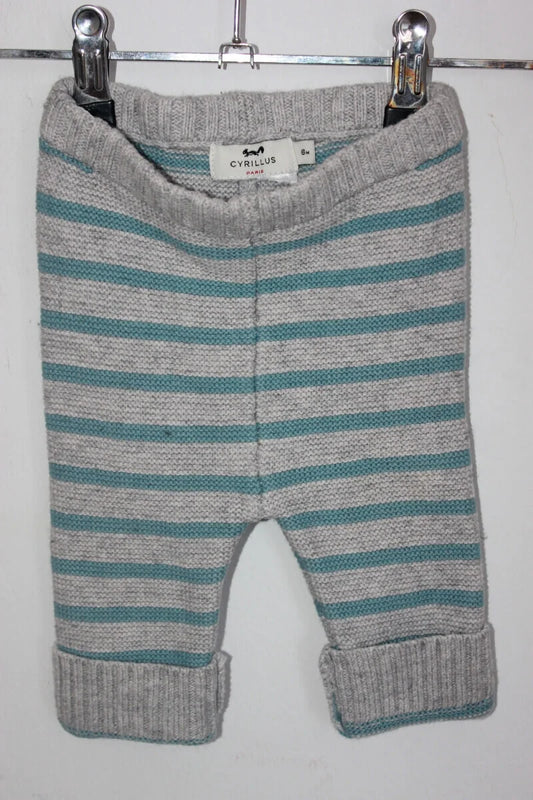 Tweedehands-grijs-groen-gestreept-broekje-unisex-baby-maat-68-cyrillus