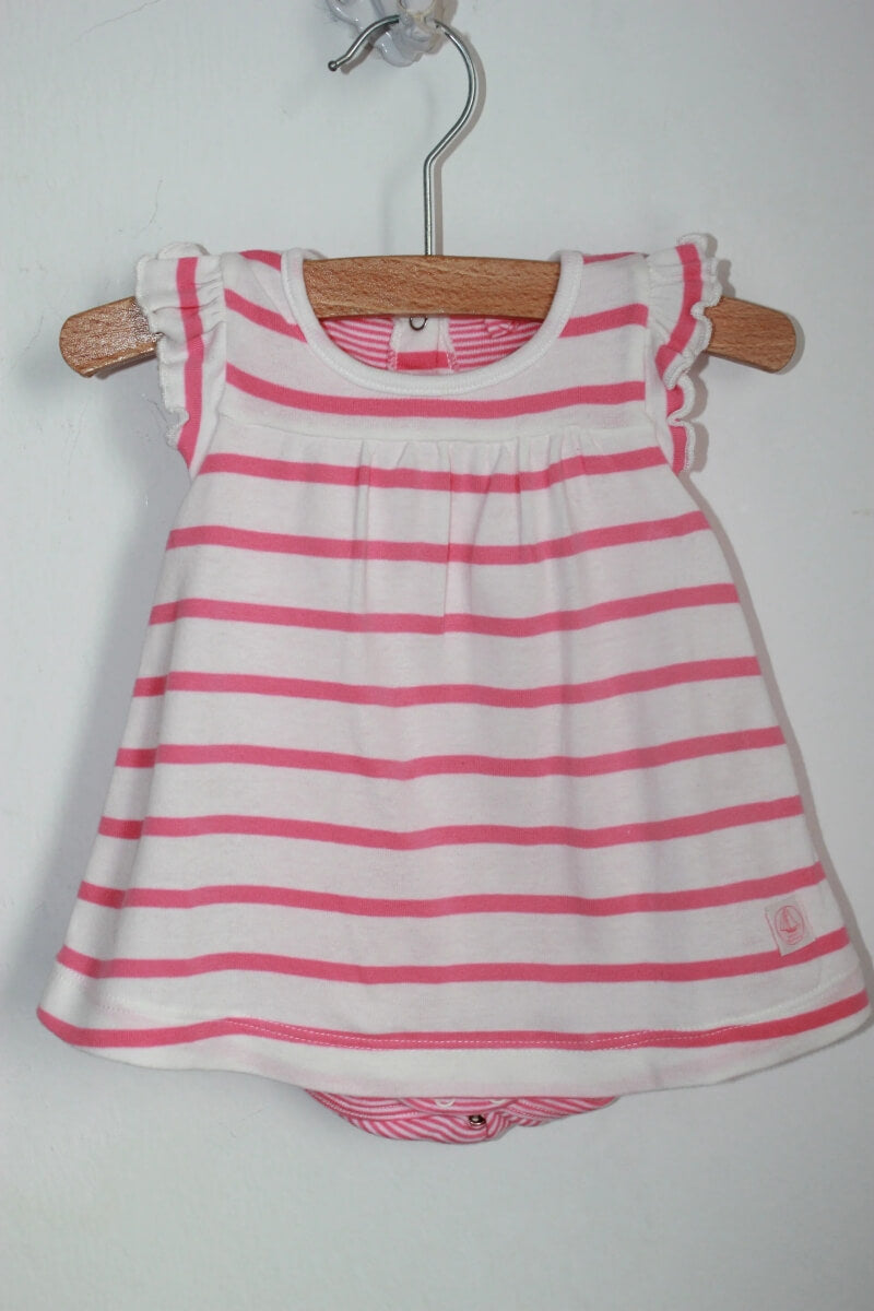 roze-wit-gestreepte-romper-jurk-korte-mouwen-maat-56-petit-bateau