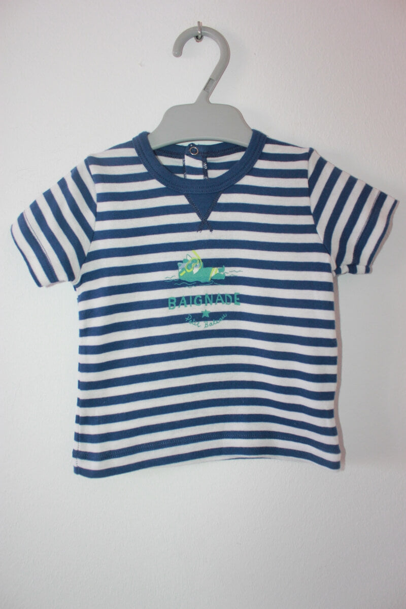 tweedehands-donkerblauw-wit-gestreept-t-shirt-korte-mouwen-maat-68-baby-jongen-petit-bateau