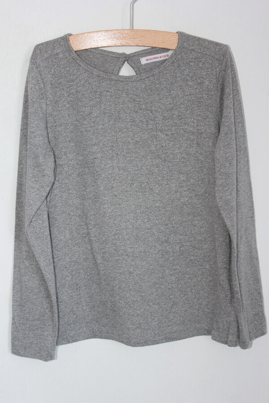 tweedehands-lichtgrijze-longsleeve-meisje-maat-110-monoprix