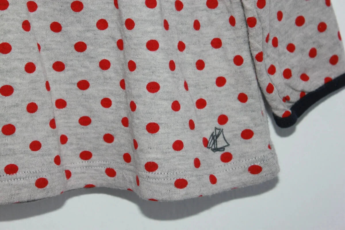 tweedehands-grijze-longsleeve-rode-stippen-maat-74-petit-bateau-baby-meisje