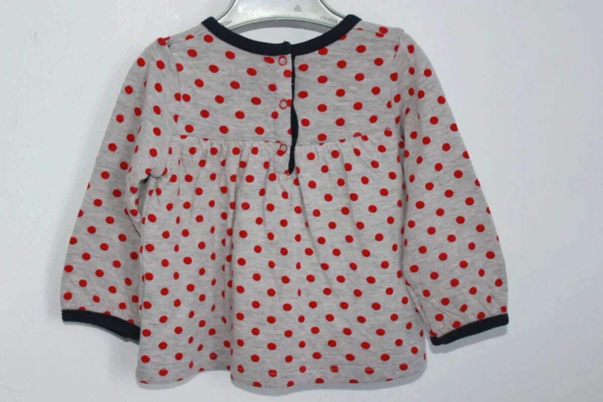 tweedehands-grijze-longsleeve-rode-stippen-maat-74-petit-bateau-baby-meisje