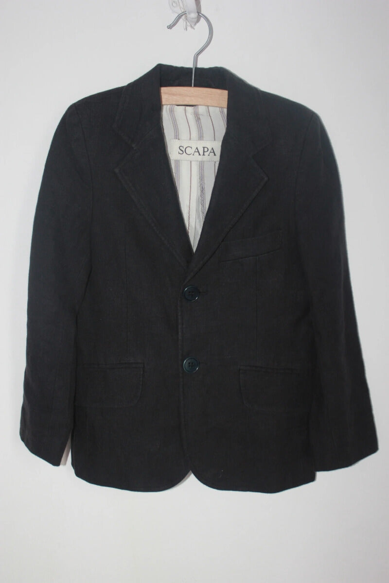 tweedehands-donkergrijze-linnen-blazer-maat-116-scapa