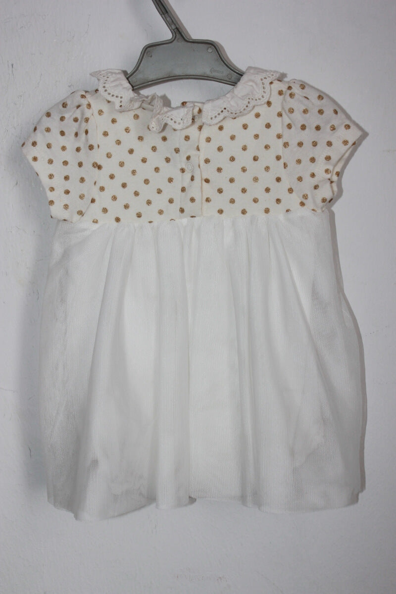 tweedehands-feestelijke-jurk-creme-goud-korte-mouwen-maat-68-petit-bateau