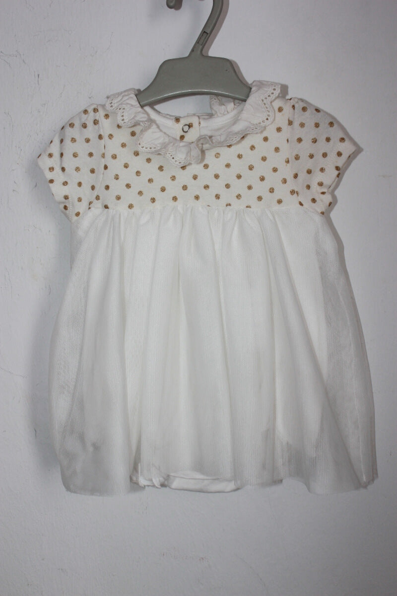 tweedehands-feestelijke-jurk-creme-goud-korte-mouwen-maat-68-petit-bateau