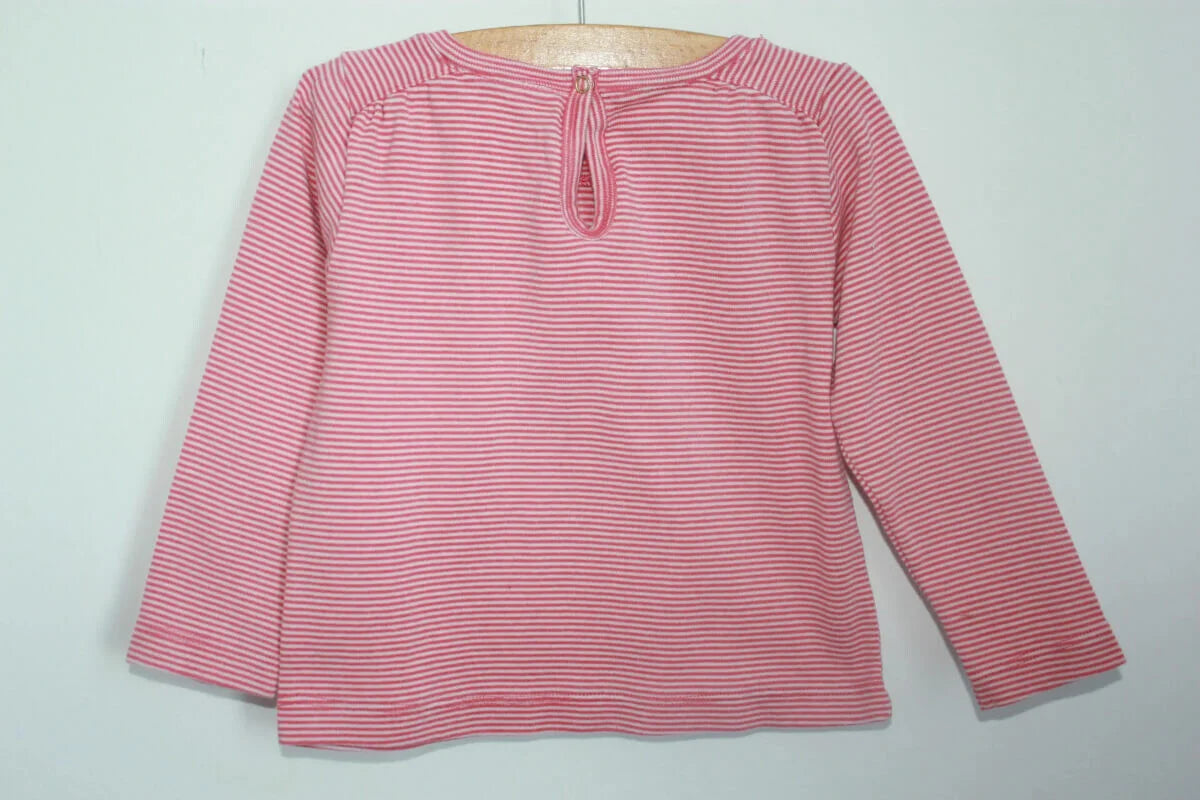 tweedehands-gestreept-koraalroze-wit-shirt-lange-mouwen-maat-86-baby-meisje-petit-bateau