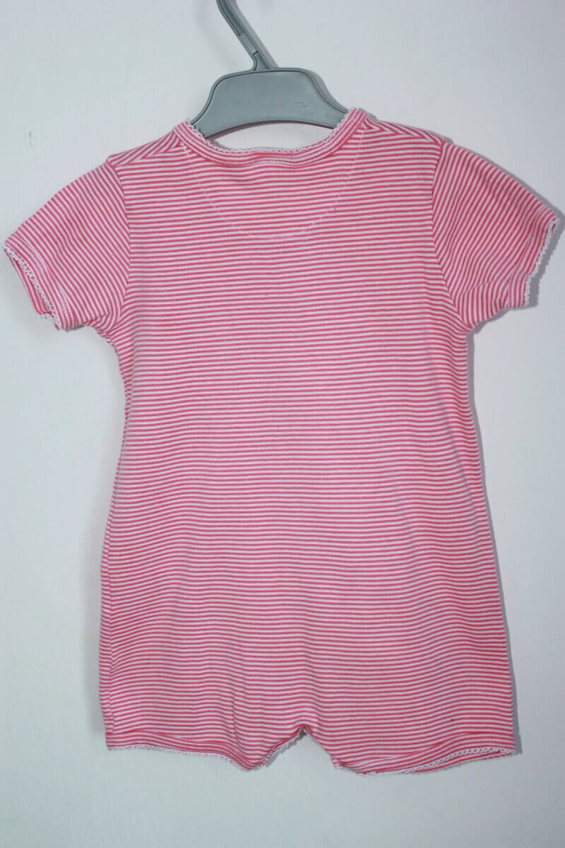 tweedehands-koraalroze-wit-gestreept-zomers-kort-pakje-maat-74-petit-bateau