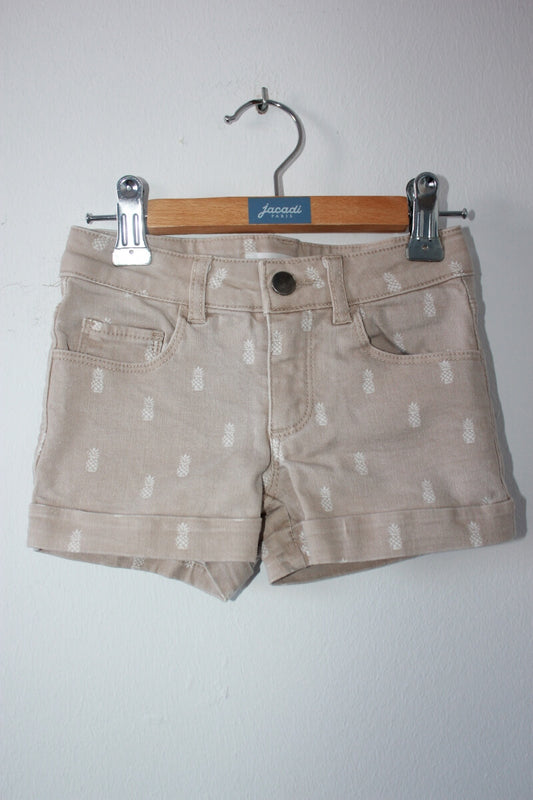 tweedehands-beige-short-ananas-print-maat-92-monoprix