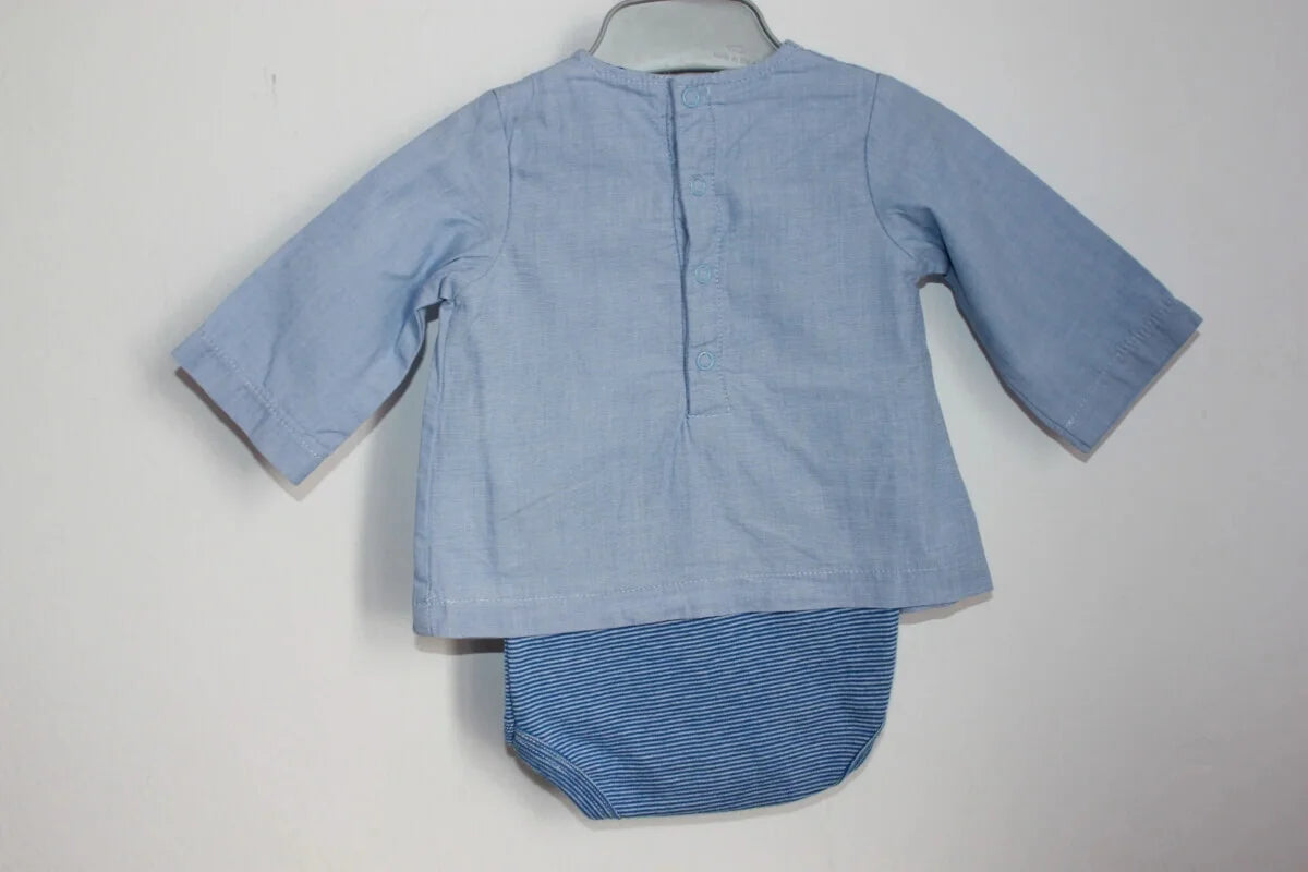 tweedehands-lichtblauw-overhemd-geintegreerde-romper-lange-mouwen-maat-56-petit-bateau