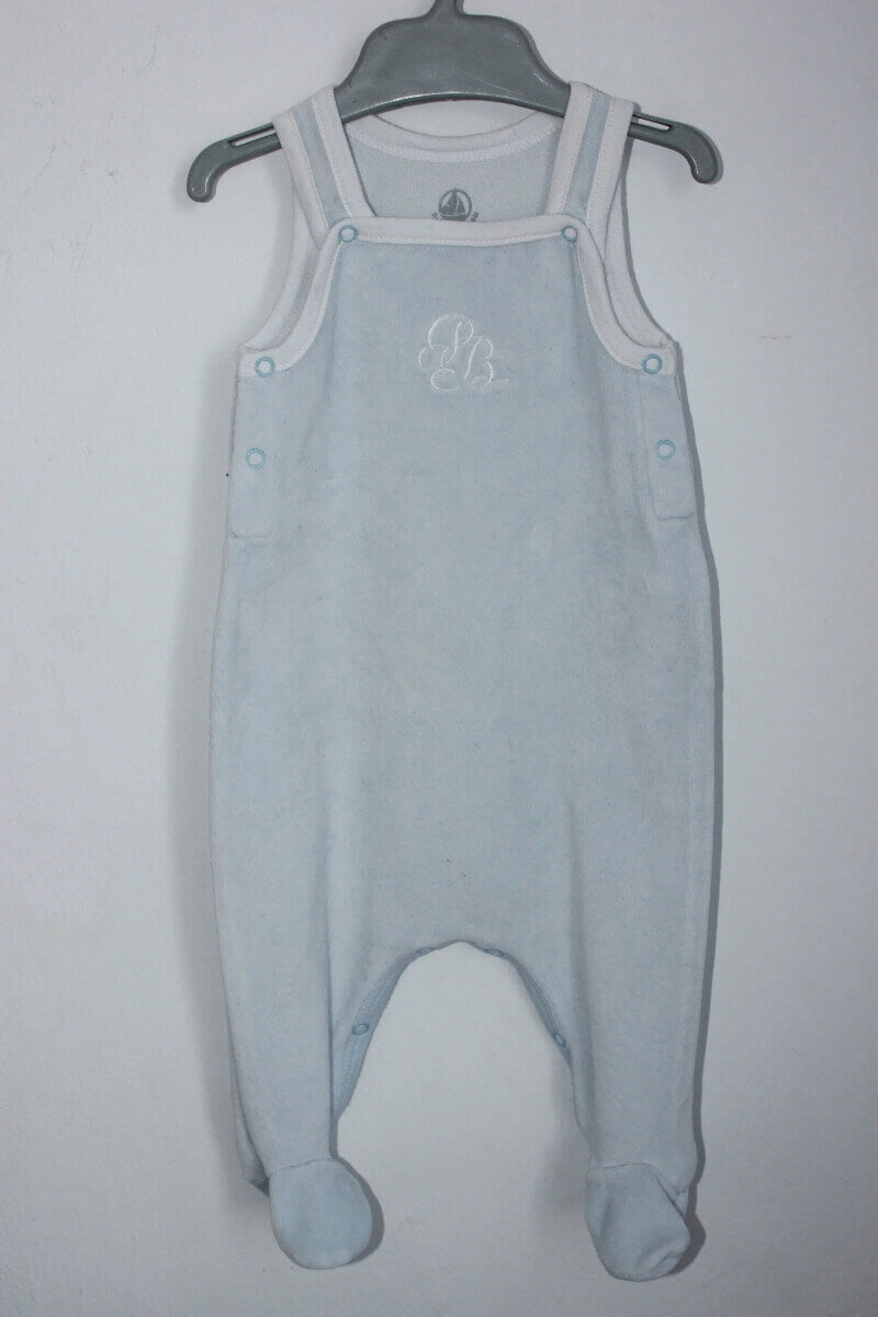 tweedehands-lichtblauw-velours-setje-maat-56-petit-bateau