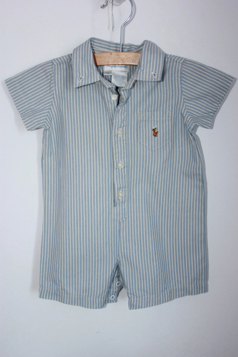 tweedehands-blauw-ecru-gestreept-pakje-maat-68-ralph-lauren-baby-jongen