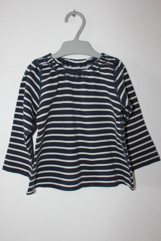 tweedehands-donkerblauw-wit-gestreepte-sweater-maat-80-petit-bateau-baby-meisje