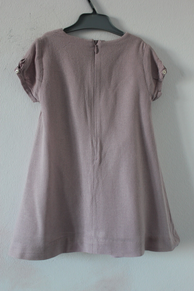 tweedehands-mauve-jurk-korte-mouwen-maat-80-baby-meisje-cyrillus