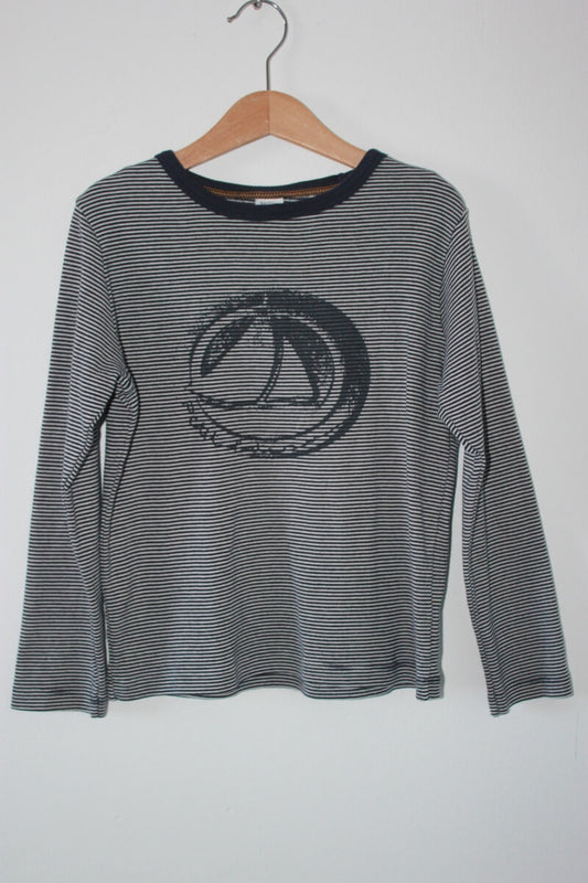 tweedehands-donkerblauw-wit-gestreepte-unisex-longsleeve-maat-122-petit-bateau