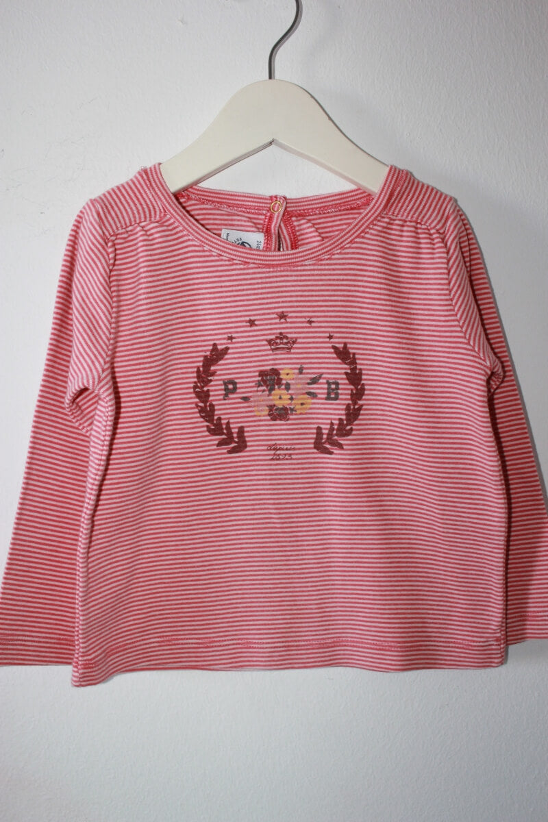 tweedehands-gestreept-koraalroze-wit-shirt-lange-mouwen-maat-86-baby-meisje-petit-bateau