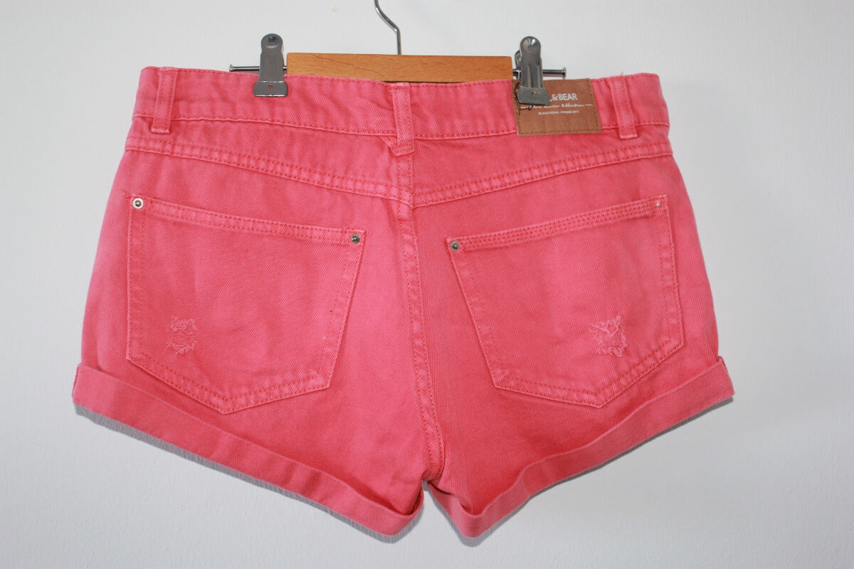 tweedehands-oranjerode-korte-broek-maat-164-pull-and-bear