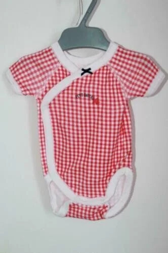 koraalroze-witte-geruite-overslagromper-korte-mouwen-maat-50-petit-bateau