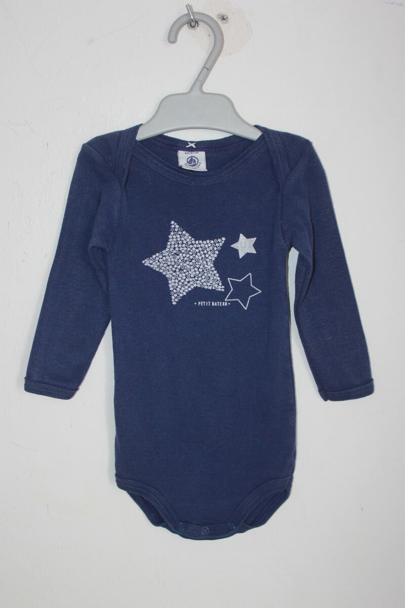 tweedehands-donkerblauwe-romper-witte-sterren-lange-mouwen-petit-bateau-maat-68