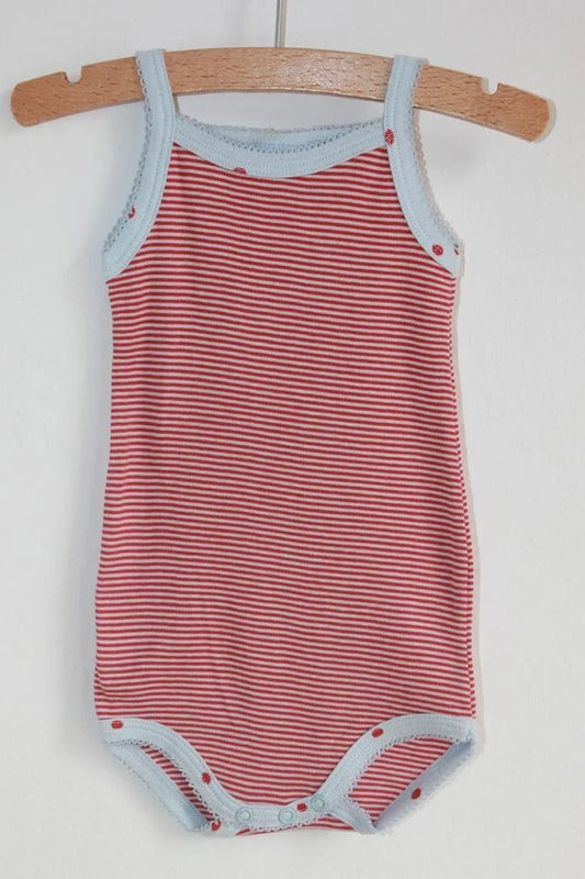 tweedehands-mouwloze-romper-petit-bateau-rood-lichtblauw-gestreept-maat-68-baby-meisje