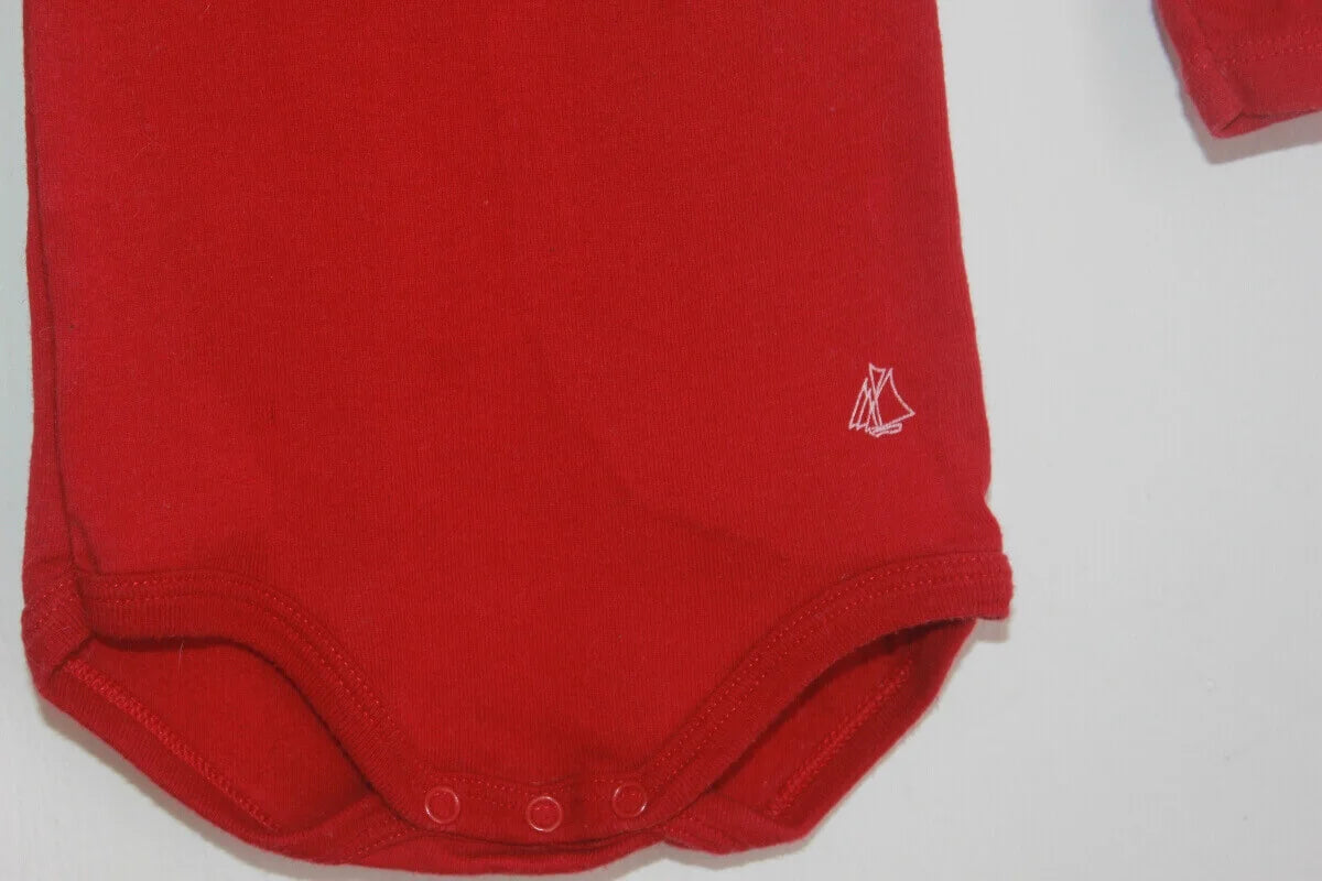 tweedehands-rood-romperpakje-col-lange-mouwen-maat-74-petit-bateau-baby