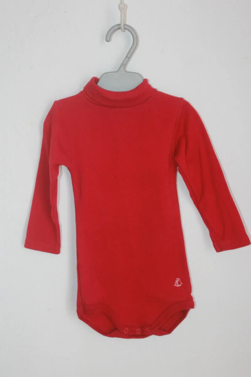 tweedehands-rood-romperpakje-col-lange-mouwen-maat-74-petit-bateau-baby