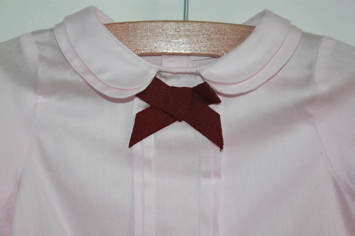 tweedehands-roze-blouse-bordeaux-strikje-maat-74-jacadi