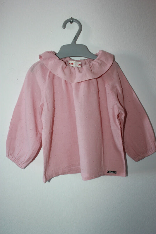 tweedehands-roze-blouse-lange-mouwen-volantkraag-maat-74-baby-meisje-condor