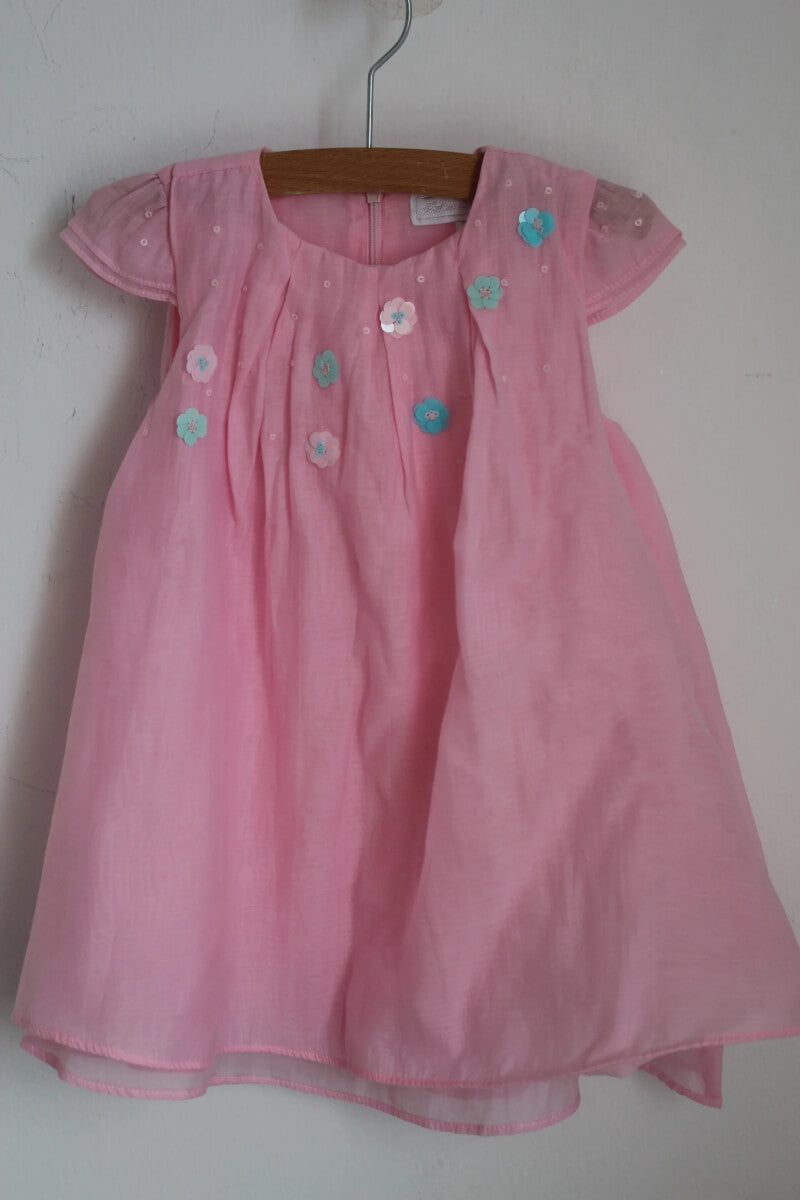 tweedehands-roze-feestelijke-zomerse-jurk-korte-mouwen-maat-80-baby-tartine-et-chocolat