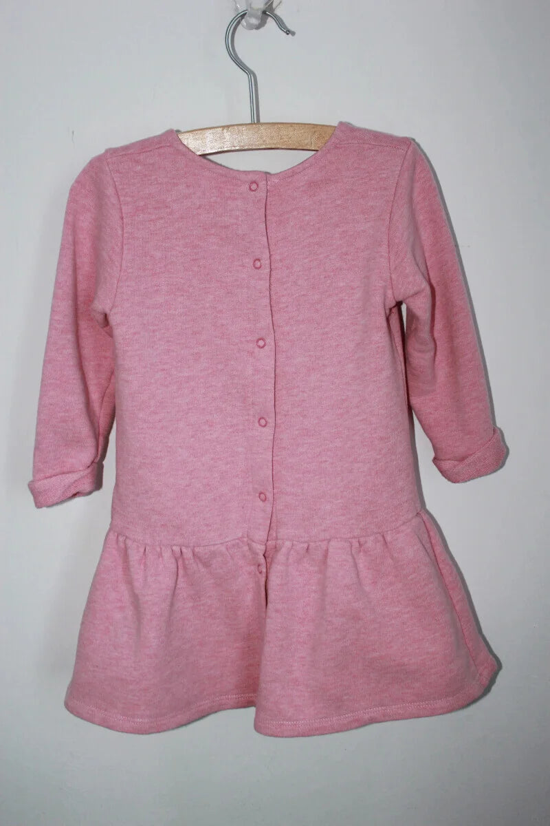 tweedehands-roze-jurk-lange-mouwen-strik-maat-86-petit-bateau