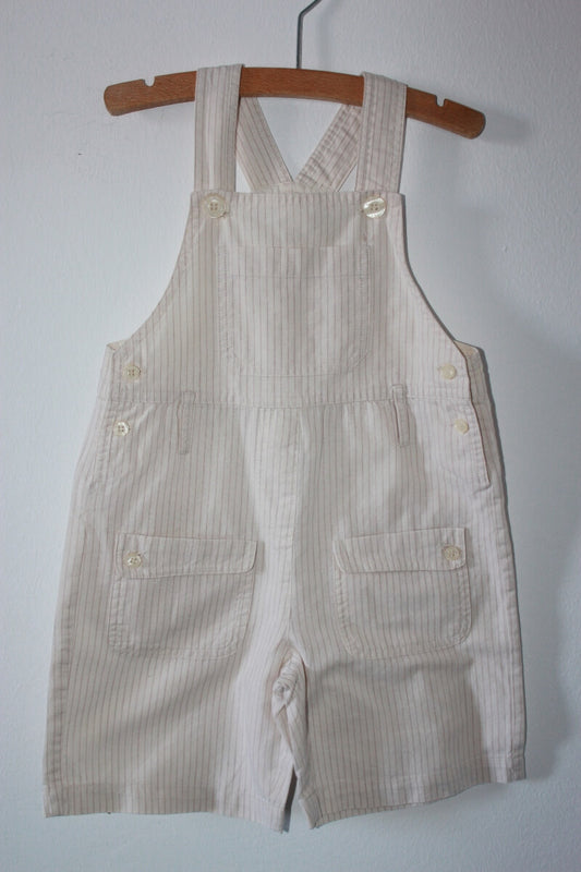 tweedehands-zomerse-beige-creme-gestreepte-korte-salopette-maat-86-baby-jongen-cyrillus