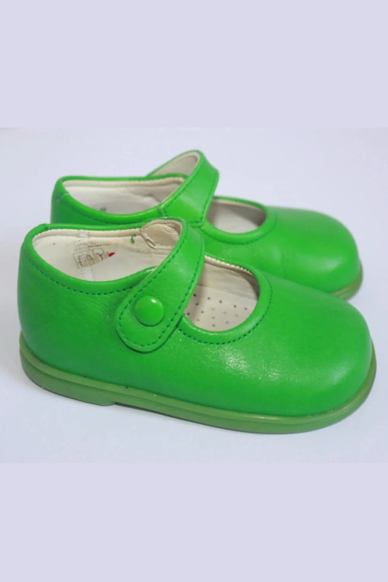 tweedehands-groene-leren-schoenen-eli-maat-19-baby-meisje