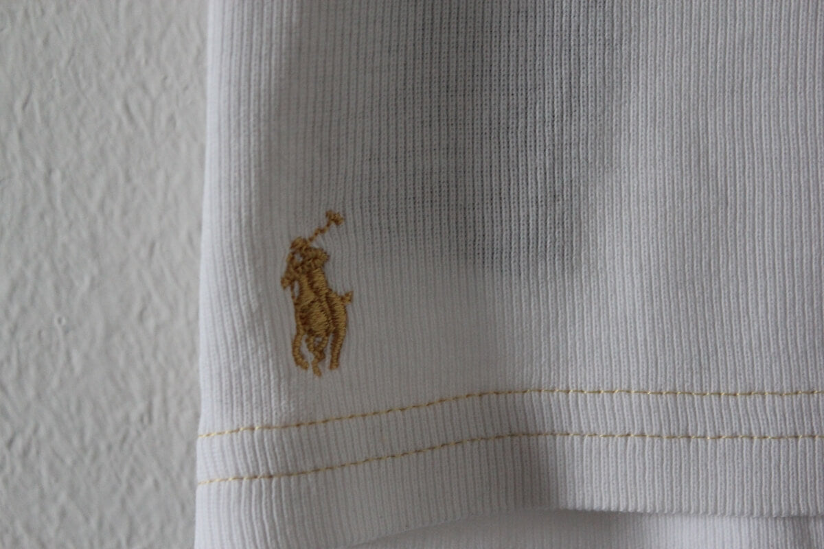 tweedehands-ecru-mosterdgeel-mouwloos-shirt-maat-116-ralph-lauren