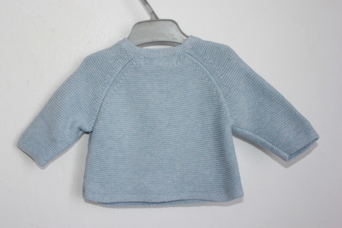 tweedehands-grijsblauw-gebreid-unisex-setje-zara-baby-maat-56