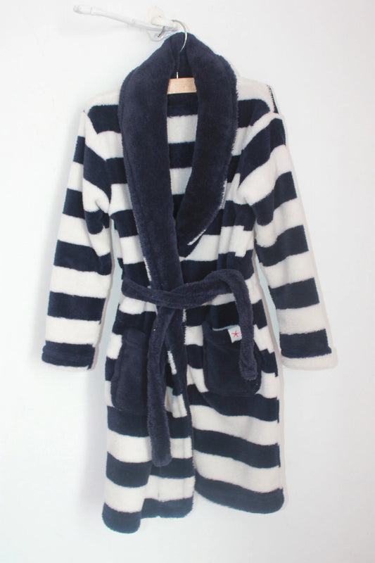 tweedehands donkerblauw met wit gestreepte jacadi badjas in maat 110