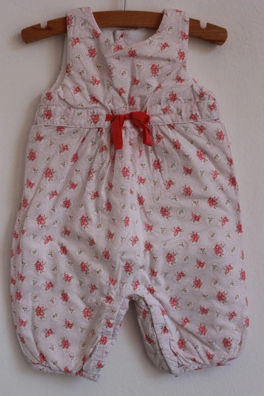 tweedehands gebloemde katoenen mouwloze jacadi jumpsuit in maat 62 voor een baby meisje