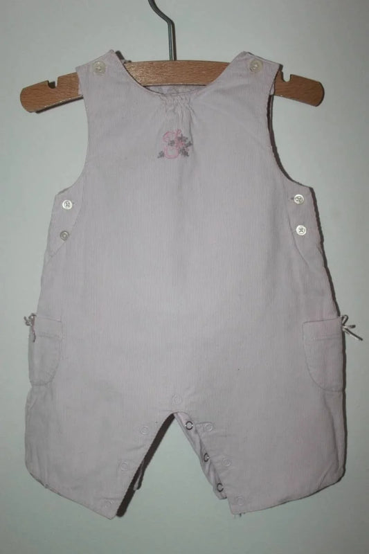 tweedehands katoenen roze ribfluwelen mouwloze jumpsuit van jacadi in maat 62 voor een baby meisje