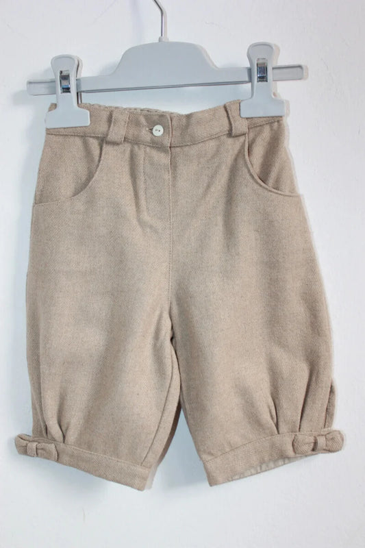 tweedehands winterse beige korte broek van jacadi in maat 80 voor een baby meisje