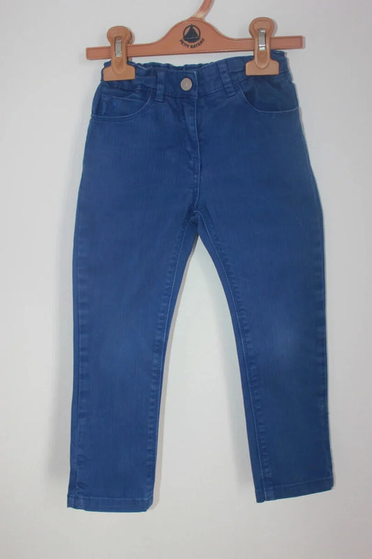 tweedehands unisex blauwe lange jacadi broek in maat 104