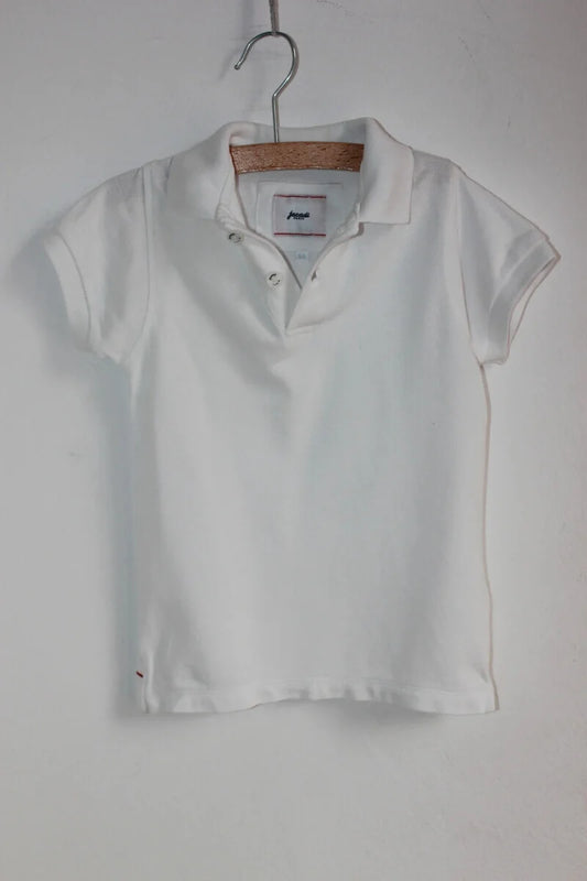 tweedehands wit katoenen poloshirt van jacadi met korte mouwen in maat 104 voor een jongen