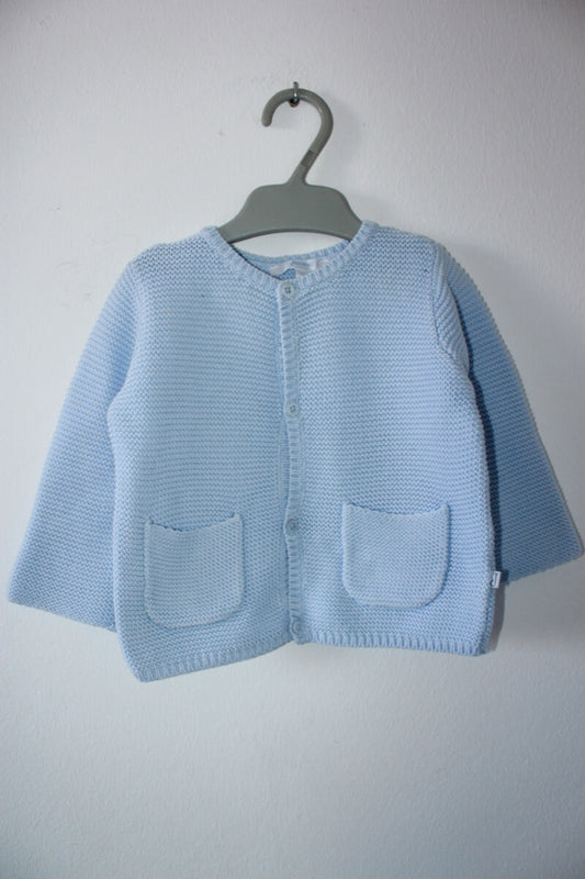 tweedehands unisex lichtblauw katoenen jacadi vest in maat 68 voor een baby