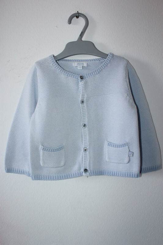 tweedehands unisex lichtblauw katoenen jacadi vest in maat 74